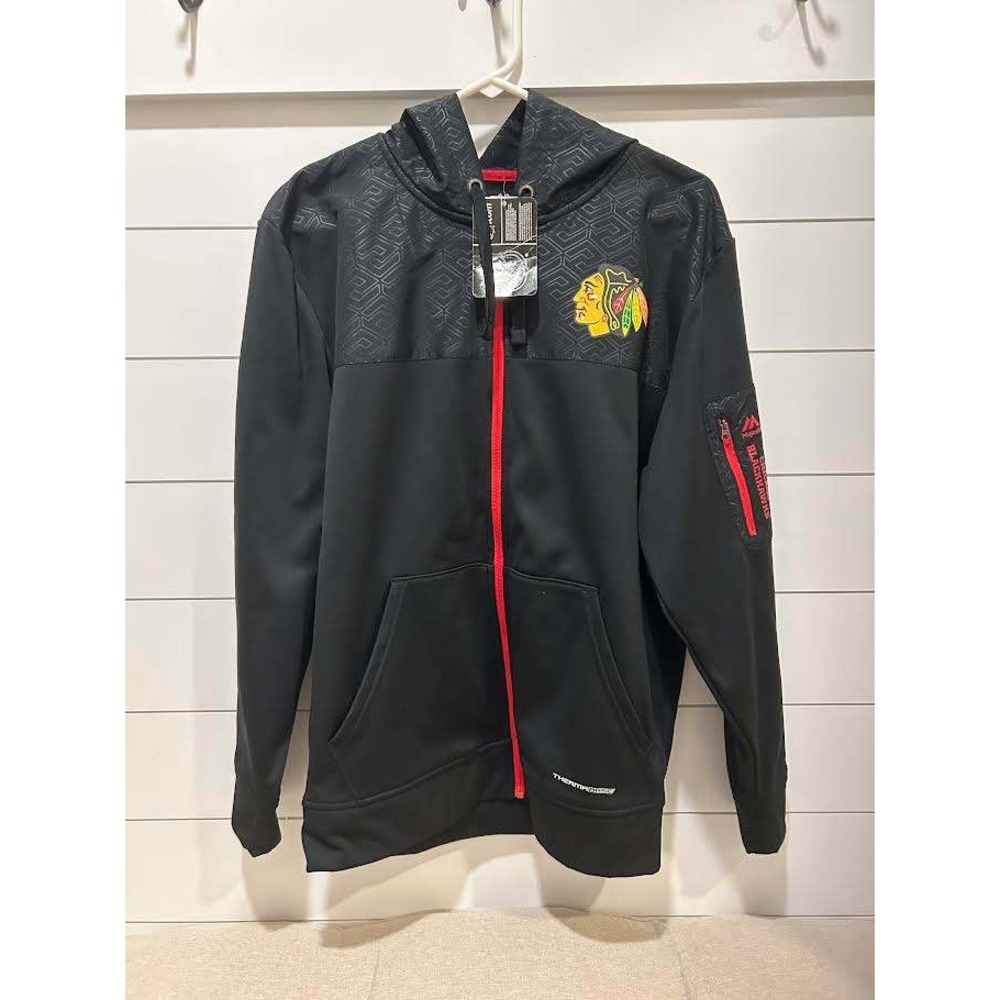 Majestic Chicago Blackhawks NHL Therma Base Full Zip Jacket Black Red Mens M